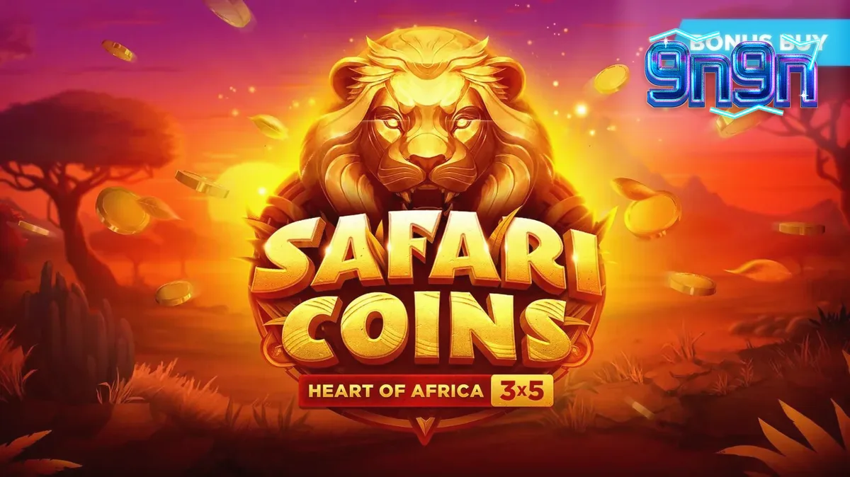 Pemandangan sabana Afrika yang indah di slot Safari Coins